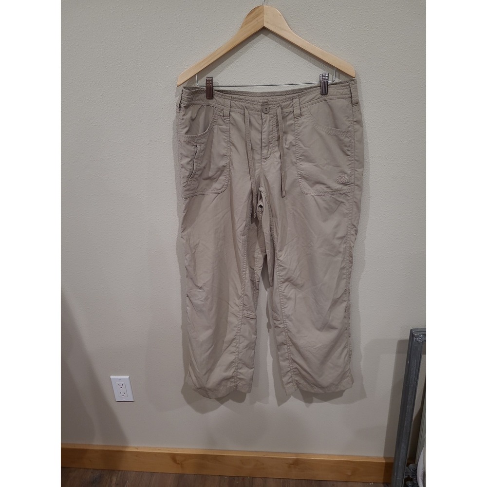 The North Face Women SZ 14 short tan athletic hiking camping pants w/ drawstring